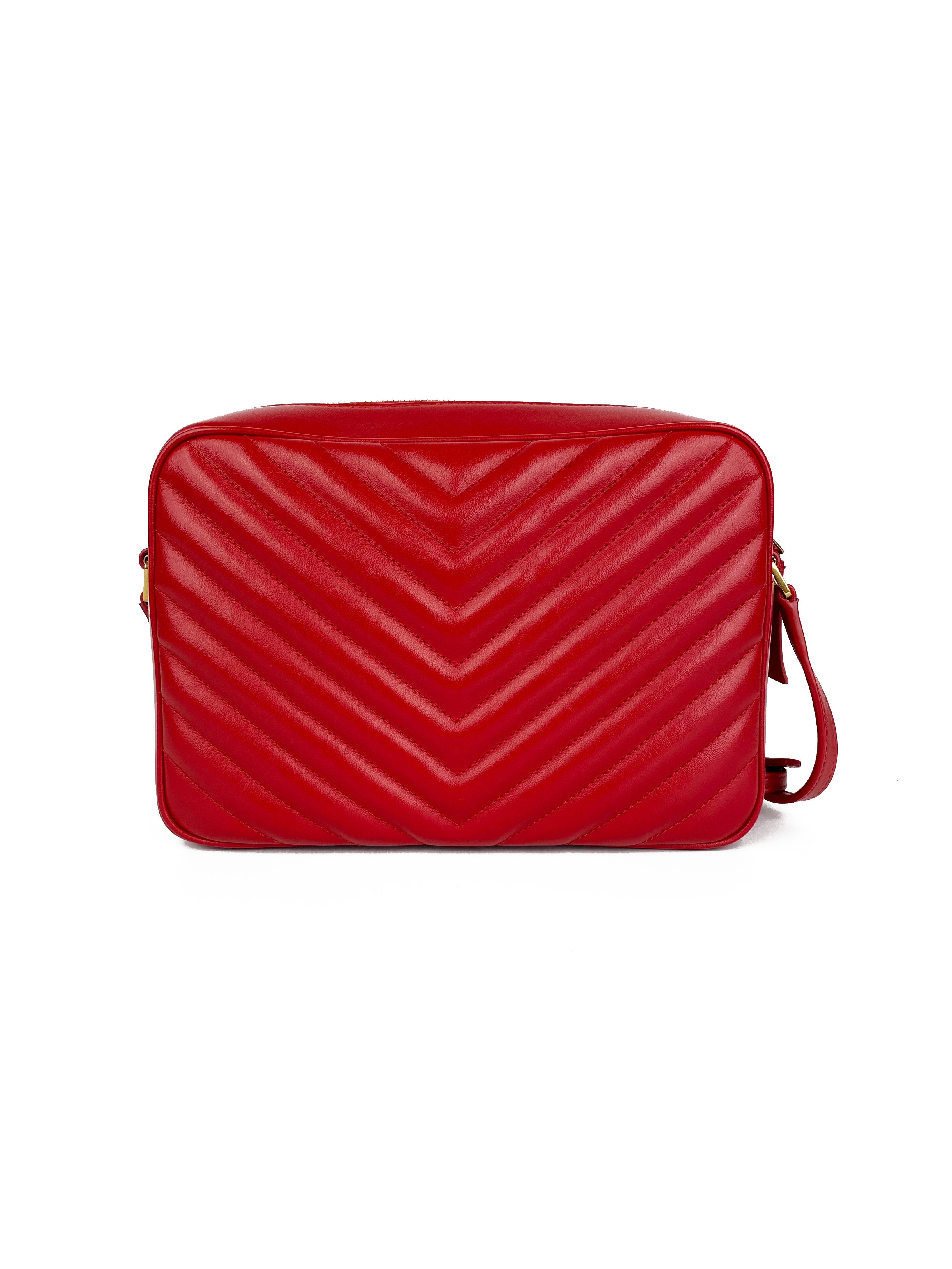 Saint Laurent Red Lou Camera Bag - Luxury Crossbody Bag for Women | Perfect for Parties, Travel & Everyday Use