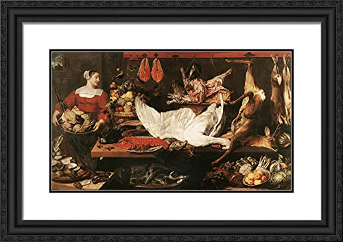 Black Ornate Wood Frame with Double Matting