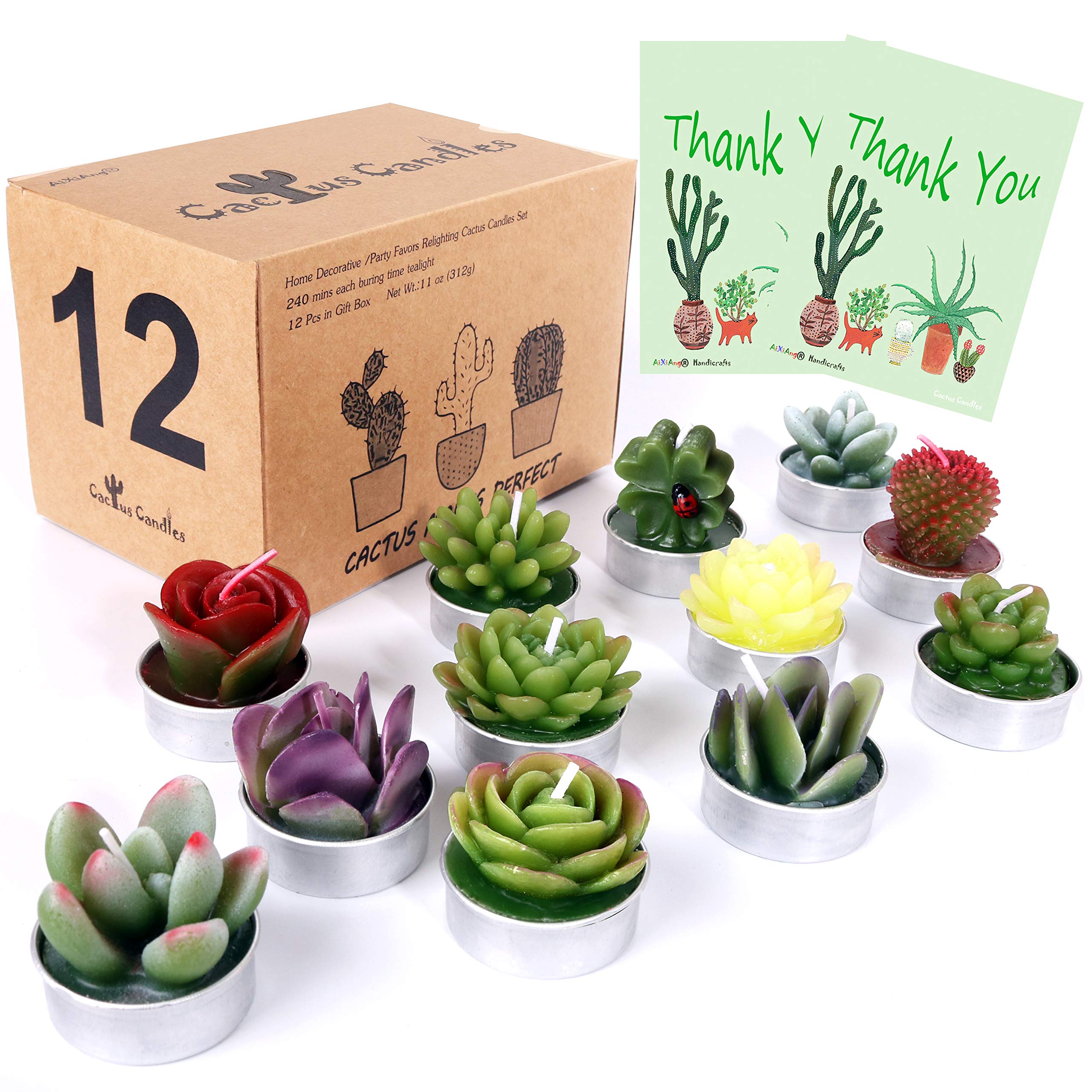 AIXIANG 12Pcs Cactus Candles - Succulent Scented Candles Set for Wedding Party Favors, Bridal Shower Gifts, Home Decor & Table Centerpieces - Perfect for Guest Gifts, Romantic Ambiance & Special Occasions
