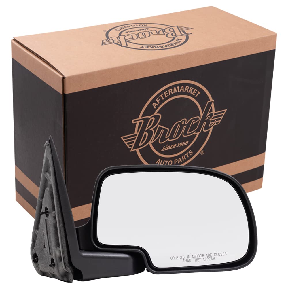 Replacement Manual Side Door Mirror for 99-06 Chevy Silverado Pickup Truck - Textured Cap - Passenger Side - OEM 25876715 - Perfect for Parking & Blind Spot Visibility