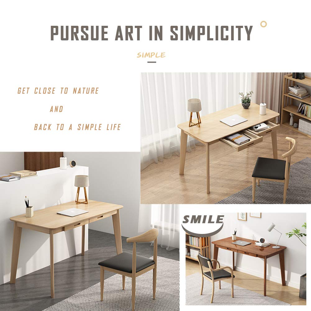 IOTXY Solid Wood Writing Desk with Drawer - Home Office Desk, Laptop Computer Workstation, Study Table for Work from Home & Remote Learning