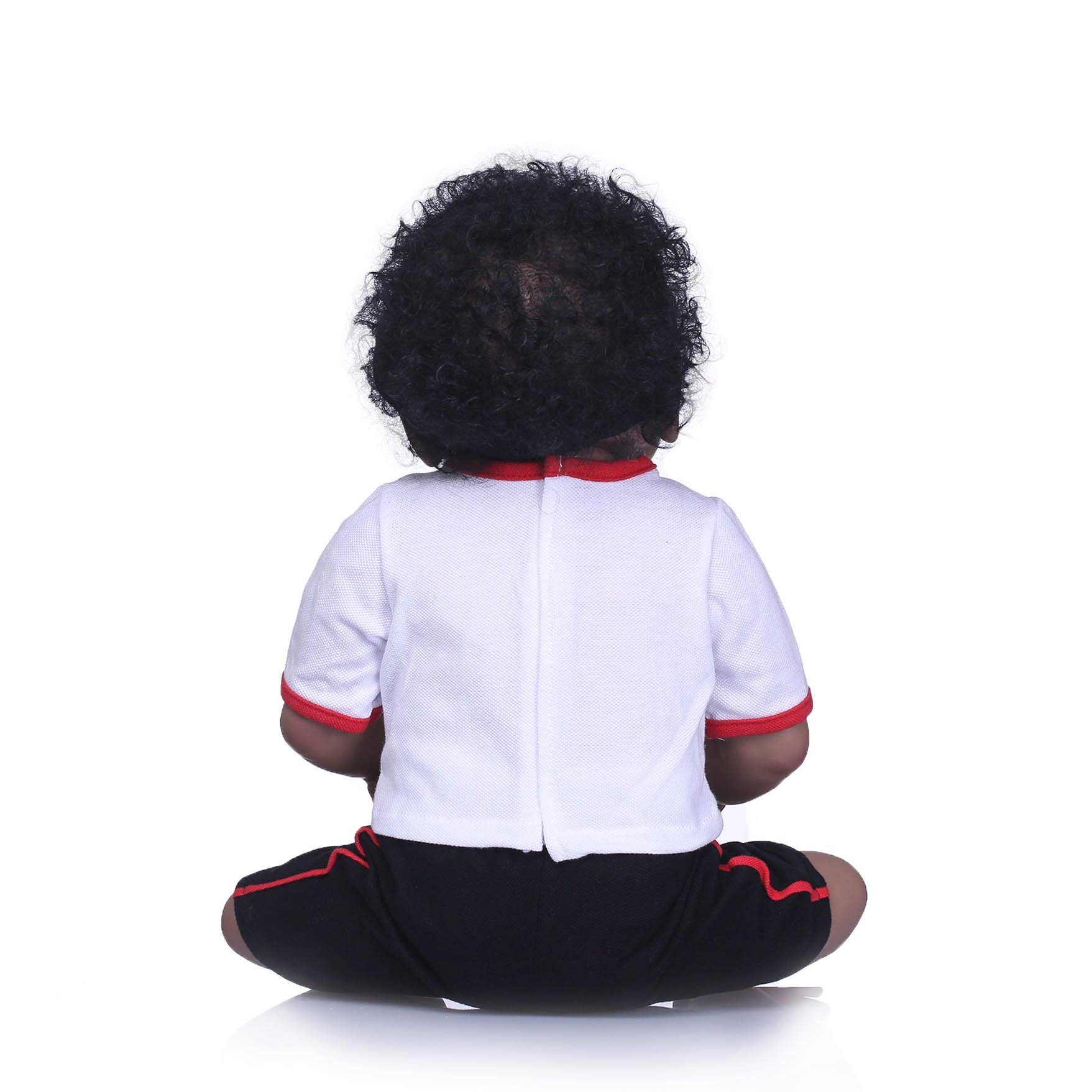 58cm Realistic African American Black Skin Reborn Baby Doll - Anatomically Correct Full Body Silicone Boy Doll with Outfits | Perfect for Collectors, Photography Props, and Therapy Use