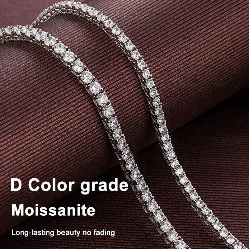 KNOBSPIN 925 Sterling Silver Moissanite Tennis Necklace for Women - 4mm Genuine Moissanite Stones with GRA Certificate - Elegant Fine Jewelry for Weddings, Parties & Special Occasions