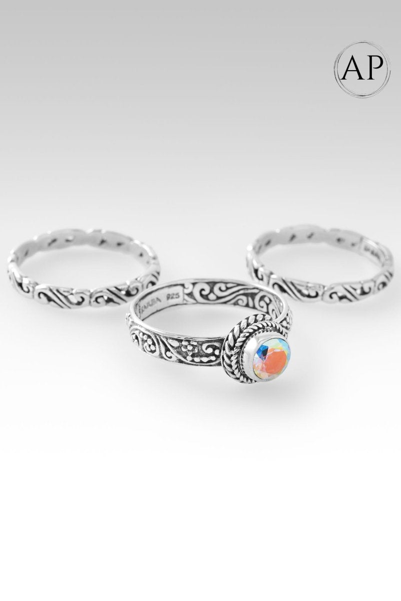 Almost Perfect Gracious Spirit Ring Set of 3™ in Mercury Mist™ Mystic Topaz - Elegant Stackable Rings for Women, Perfect for Everyday Wear, Gift Giving & Special Occasions