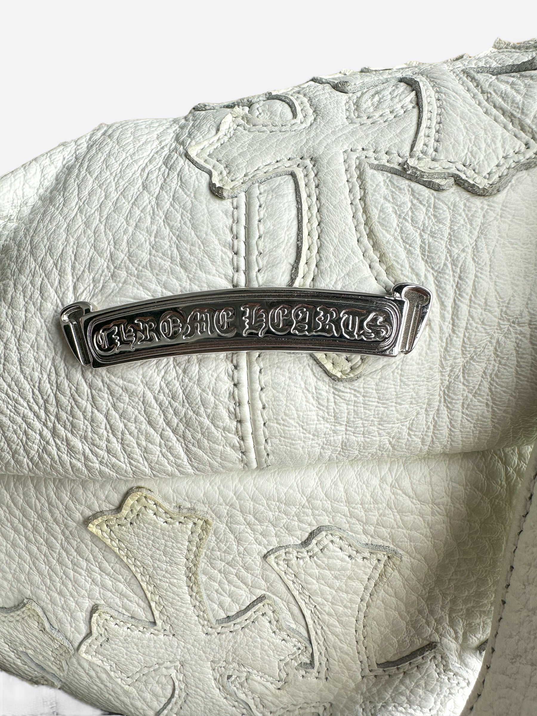 Chrome Hearts White Leather Cross Patch Bumbag - Stylish Waist Bag for Men & Women - Perfect for Travel, Concerts & Everyday Use