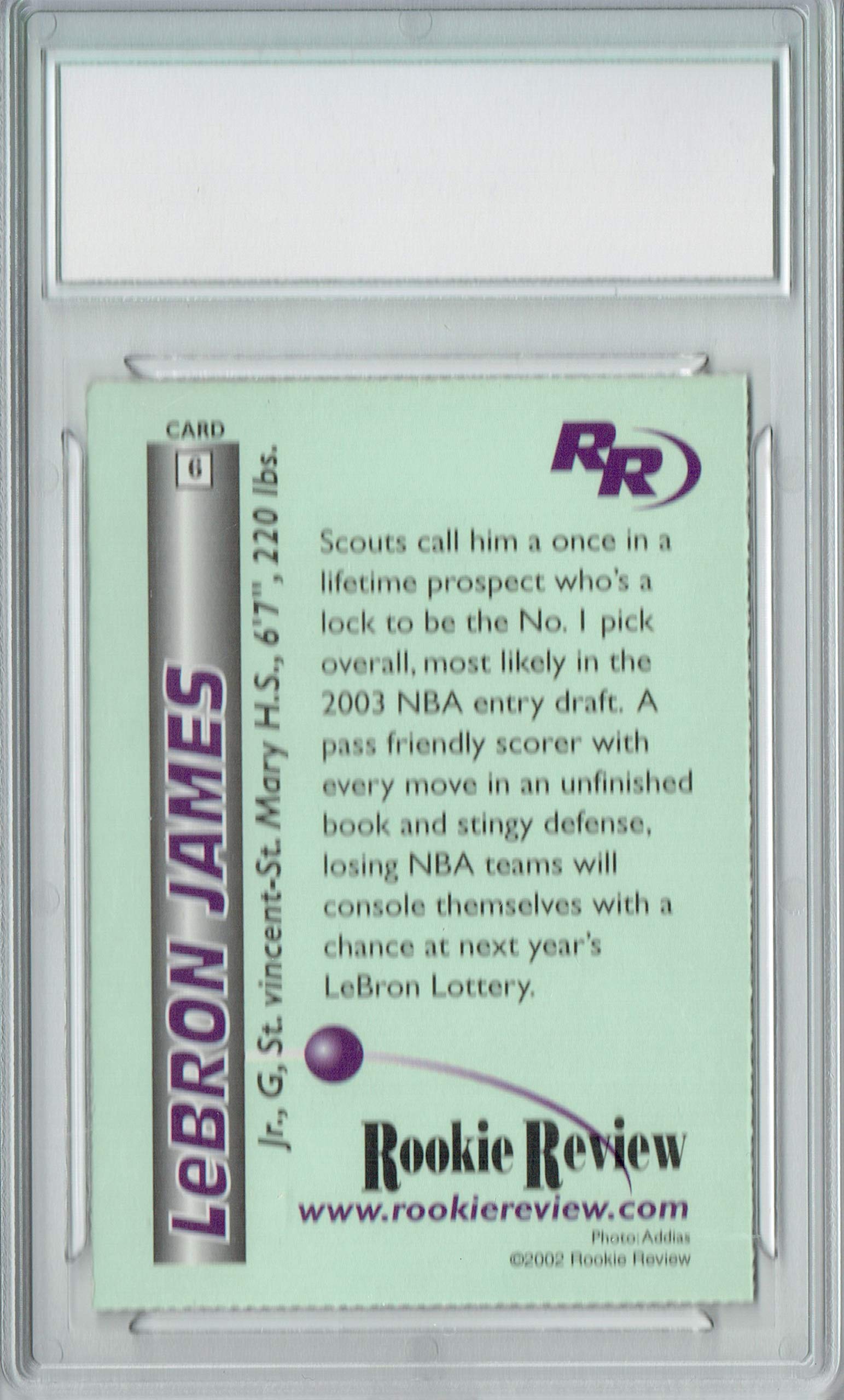 LeBron James 2002 Rookie High School Basketball Card #6 Adidas Perfs - Rare Collectible for NBA Fans & Sports Memorabilia Collectors - Perfect for Display, Investment, and Gifting