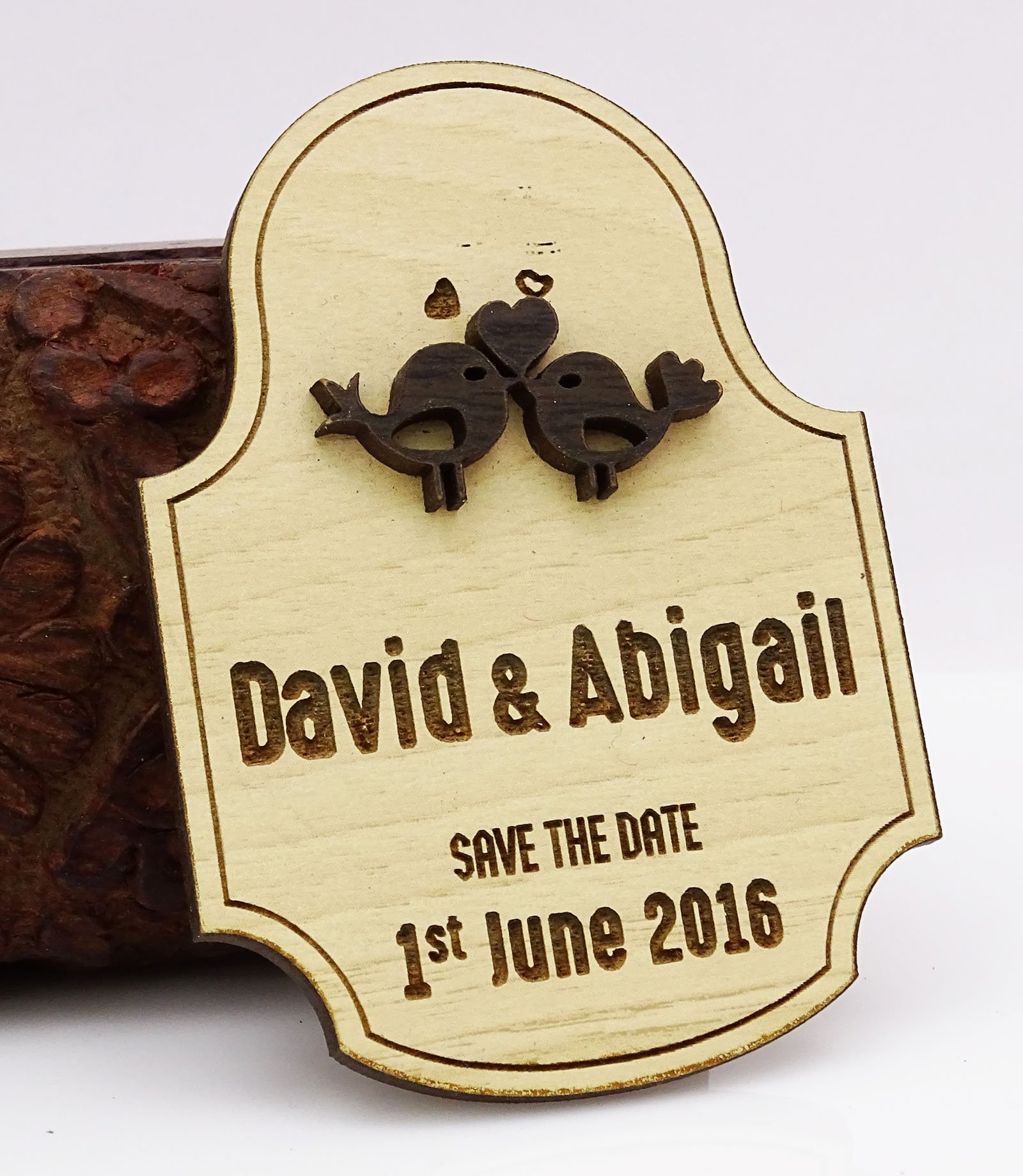 Personalized Rustic Wooden Engraved Save The Date Magnets - 30 Custom Wedding Announcement Cards - Perfect for Rustic Weddings, Barn Weddings & DIY Wedding Invitations
