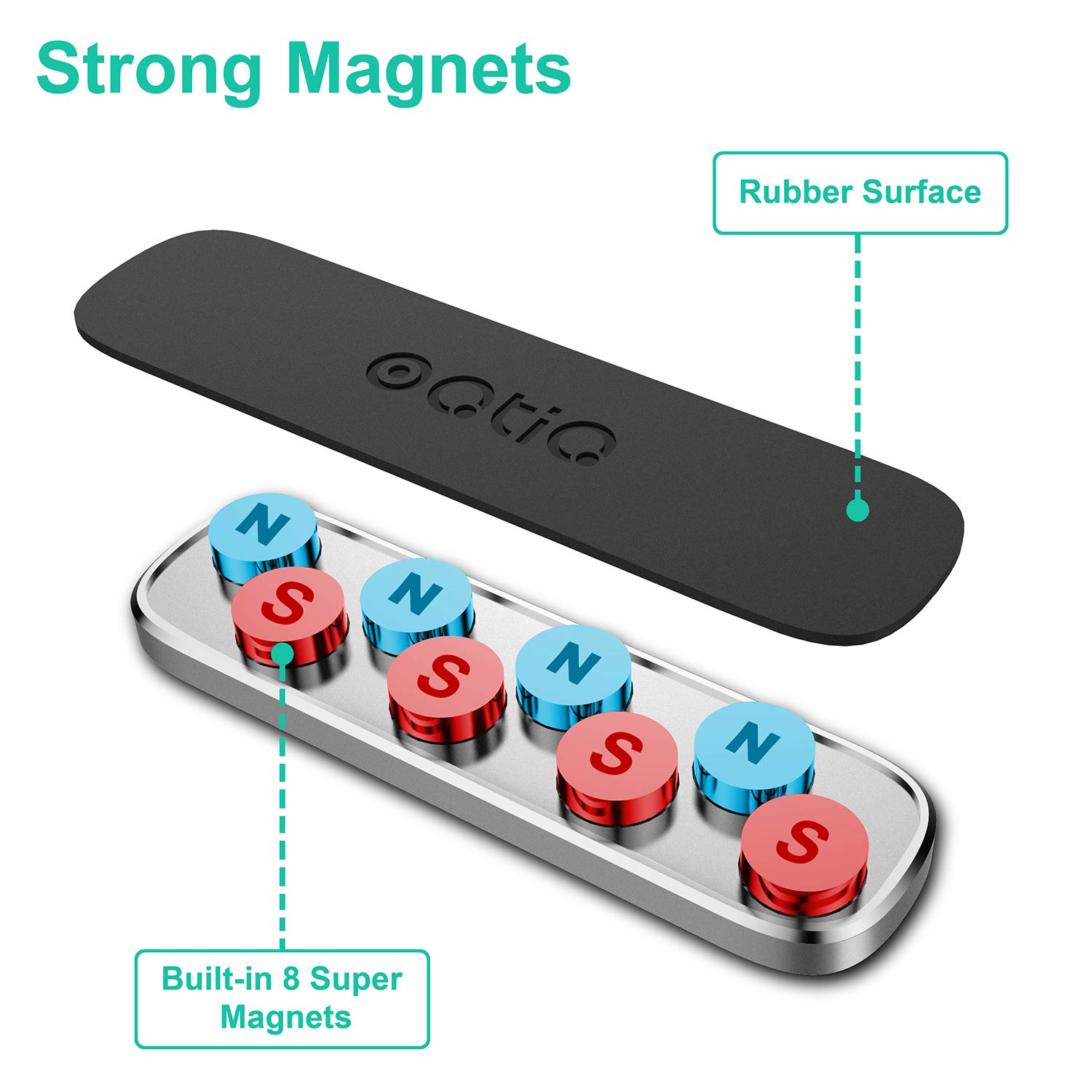 OQTIQ 2 Pack Magnetic Car Phone Holder - Universal Phone Mount for iPhone, Samsung, LG & Mini Tablets - Strong Sticky Dashboard & Air Vent Mount - Perfect for Driving, GPS Navigation & Hands-Free Calls