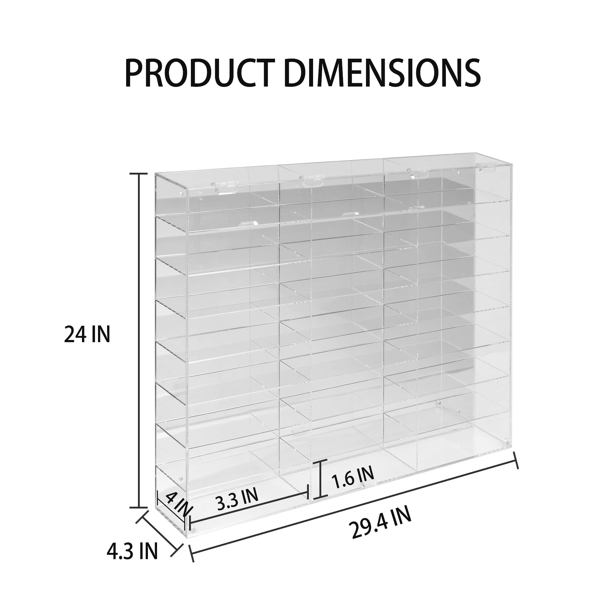 1:24 Scale Diecast Toy Model Car Display Case - Clear Acrylic Storage Showcase with 24 Compartments for Collectors (AHW24) | Perfect for Home Decoration, Toy Car Protection & Organized Display