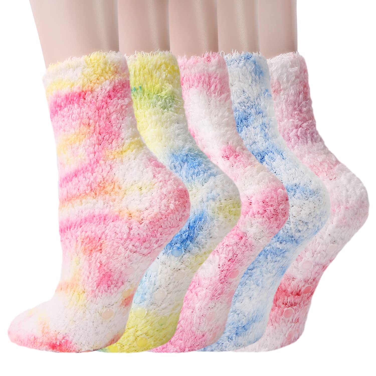 Women's Fluffy Winter Socks - Thick Warm Fuzzy Non-Slip Gripper Socks for Home, Bed & Floor - Cozy Christmas Gift Set H - Perfect for Lounging, Sleepwear & Holiday Presents