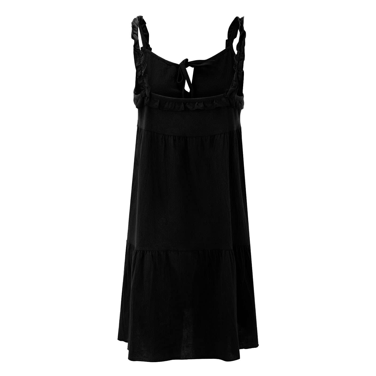 JPOQW Women’s Summer Sleeveless A-Line Mini Dress - Ruffled Spaghetti Straps, Crew Neck & Tie Neck Options - Perfect for Beach Vacations, Date Nights & Casual Outings