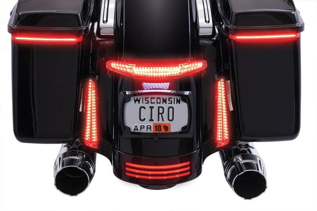 Original LATITUDE Motorcycle Tail Light & License Plate Holder - Universal Fit for Harley, Honda, Yamaha - Perfect for Night Riding & Safety Compliance