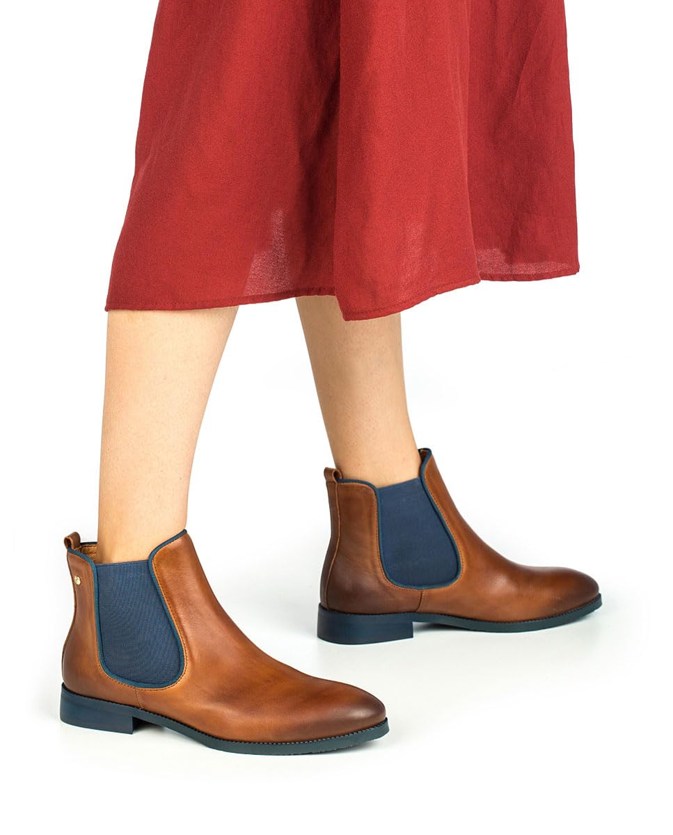 PIKOLINOS Women's Leather Flat Ankle Boots - Comfortable Royal Blue Casual Shoes for Walking, Work & Everyday Wear