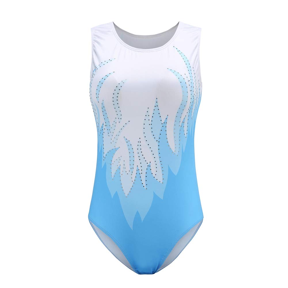 Sparkly Women's Gymnastics Leotard - Sleeveless One-Piece Dance Costume with Flame Design & Tutu Skirt for Ballet, Gymnastics & Performance