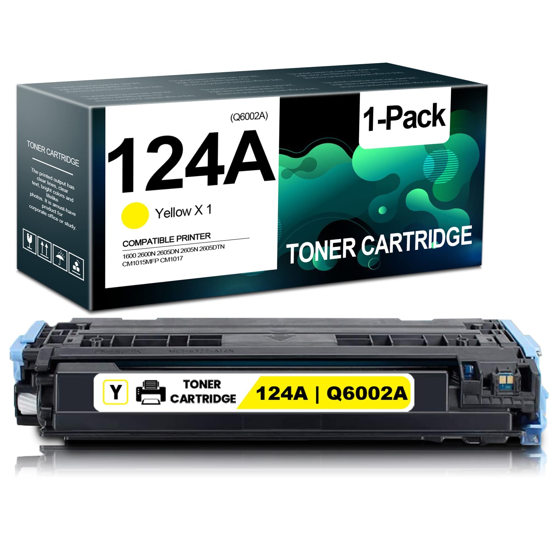 High-Quality 1PK Yellow Compatible 124A | Q6002A Toner Cartridge Replacement for HP 2600dn 2605dn 2605n 2605dtn 2600n CM1015mfp CM1017mfp Printers - Perfect for Office & Home Printing Needs by MIGUICOLOR
