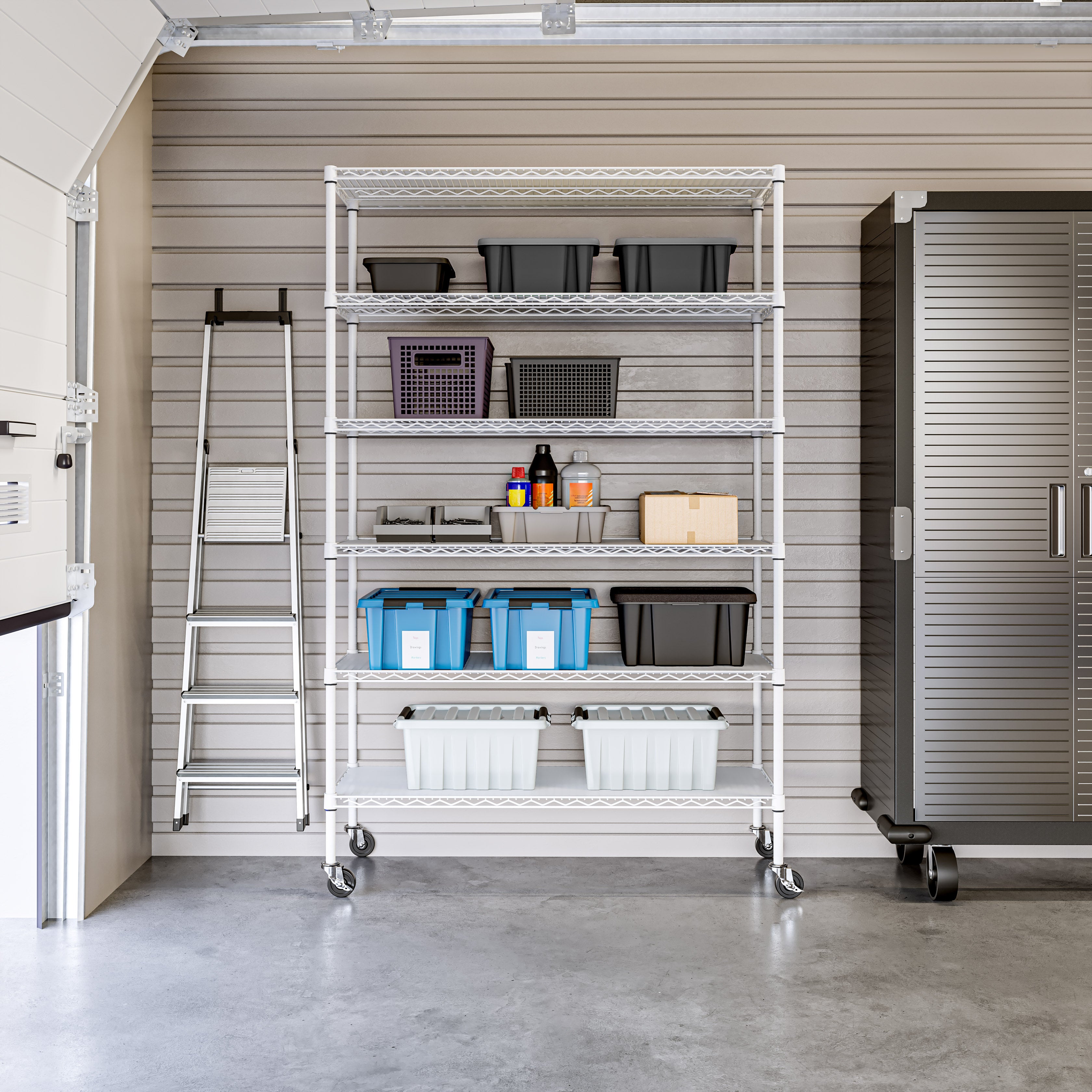 UltraDurable® 6-Tier NSF Certified Heavy Duty Steel Shelving Unit with Non-Slip Shelf Liners - White - Perfect for Garage Storage, Pantry Organization & Commercial Kitchen Use