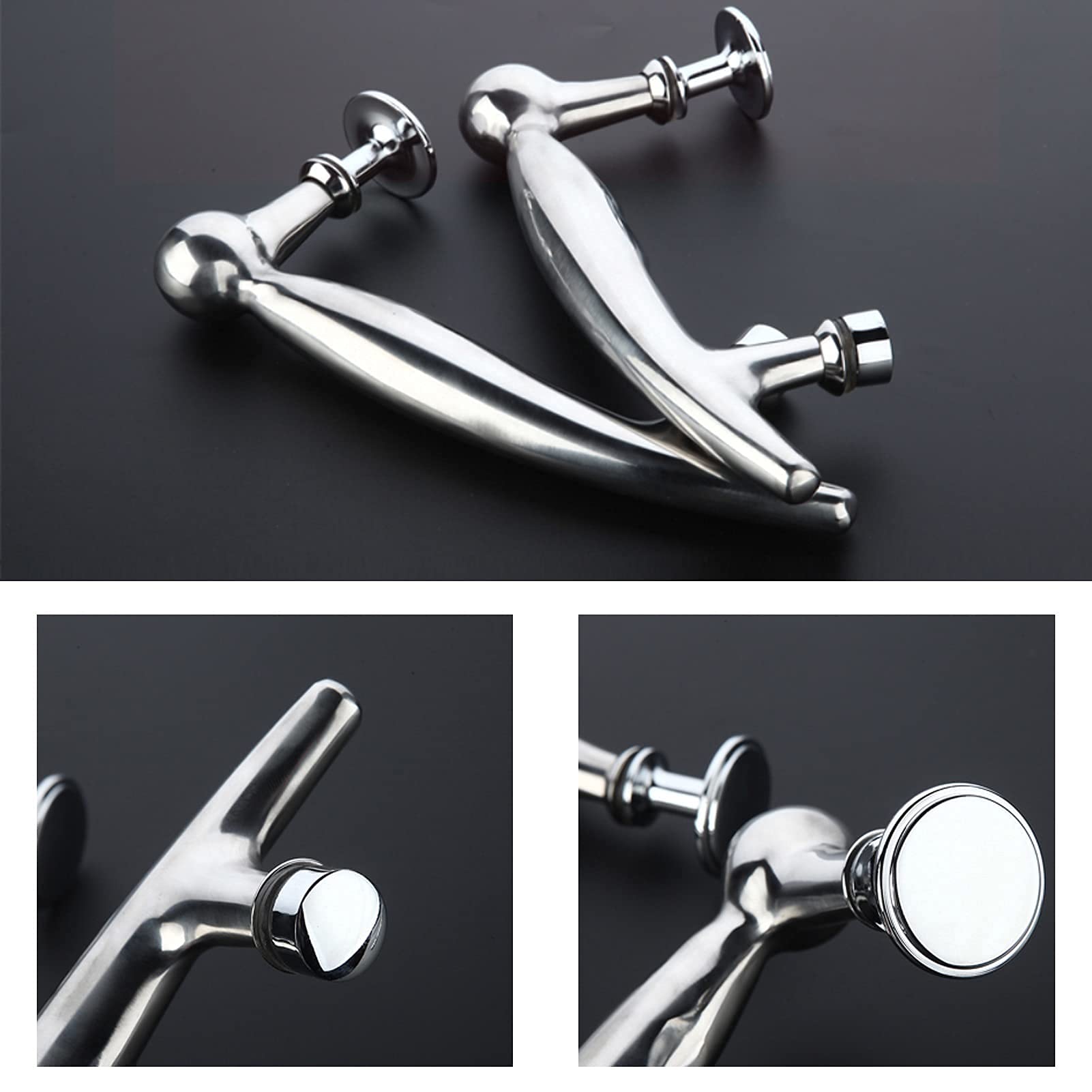 Stainless Steel Shower Door Handle - Heavy Duty Push Pull for Bathroom Glass Doors (145mm) - Replace Old Handles