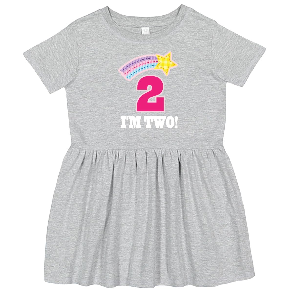 Inktastic 2nd Birthday Rainbow Star Toddler Dress for 2 Year Old Girls - Cute Party Outfit for Birthday Celebrations, Photo Shoots & Special Occasions
