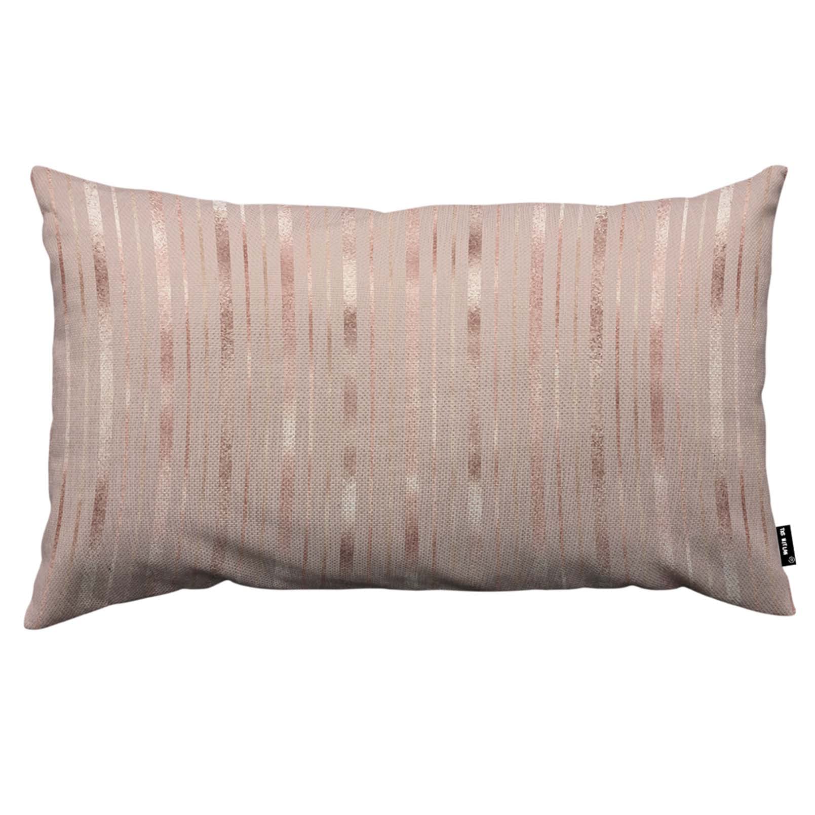 Luxury Rose Gold & Gold Vertical Stripes Pillow Cover 12x20 Inch - Geometric Pattern Decorative Throw Pillow with Pink Glitter - Farmhouse Home Decor for Living Room, Bedroom & Sofa Cushion Case