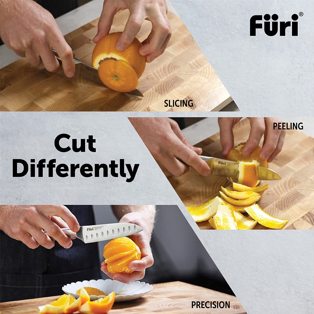 12cm Stainless Steel Asian Utility Knife - Pro Scalloped Blade for Slicing, Dicing & Chopping - Perfect for Kitchen, Sushi Making & Food Prep