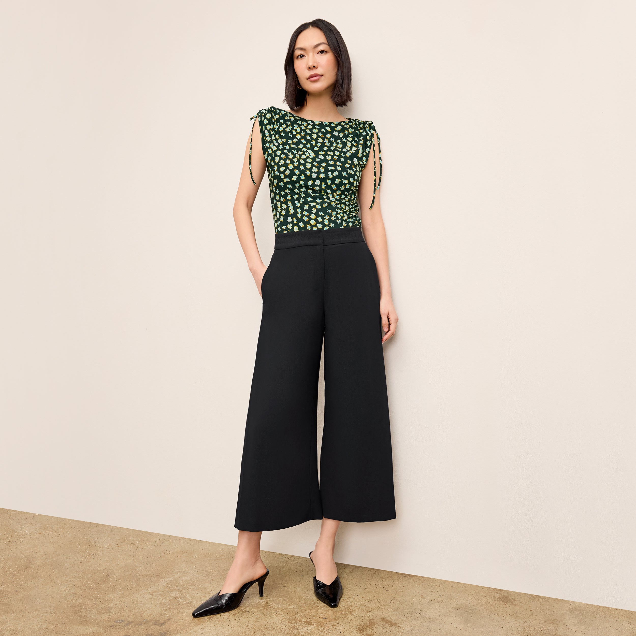 Eco-Friendly Soft Wave Culottes for Women - Comfortable & Stylish Black High Waist Palazzo Pants - Perfect for Casual Wear, Office & Travel