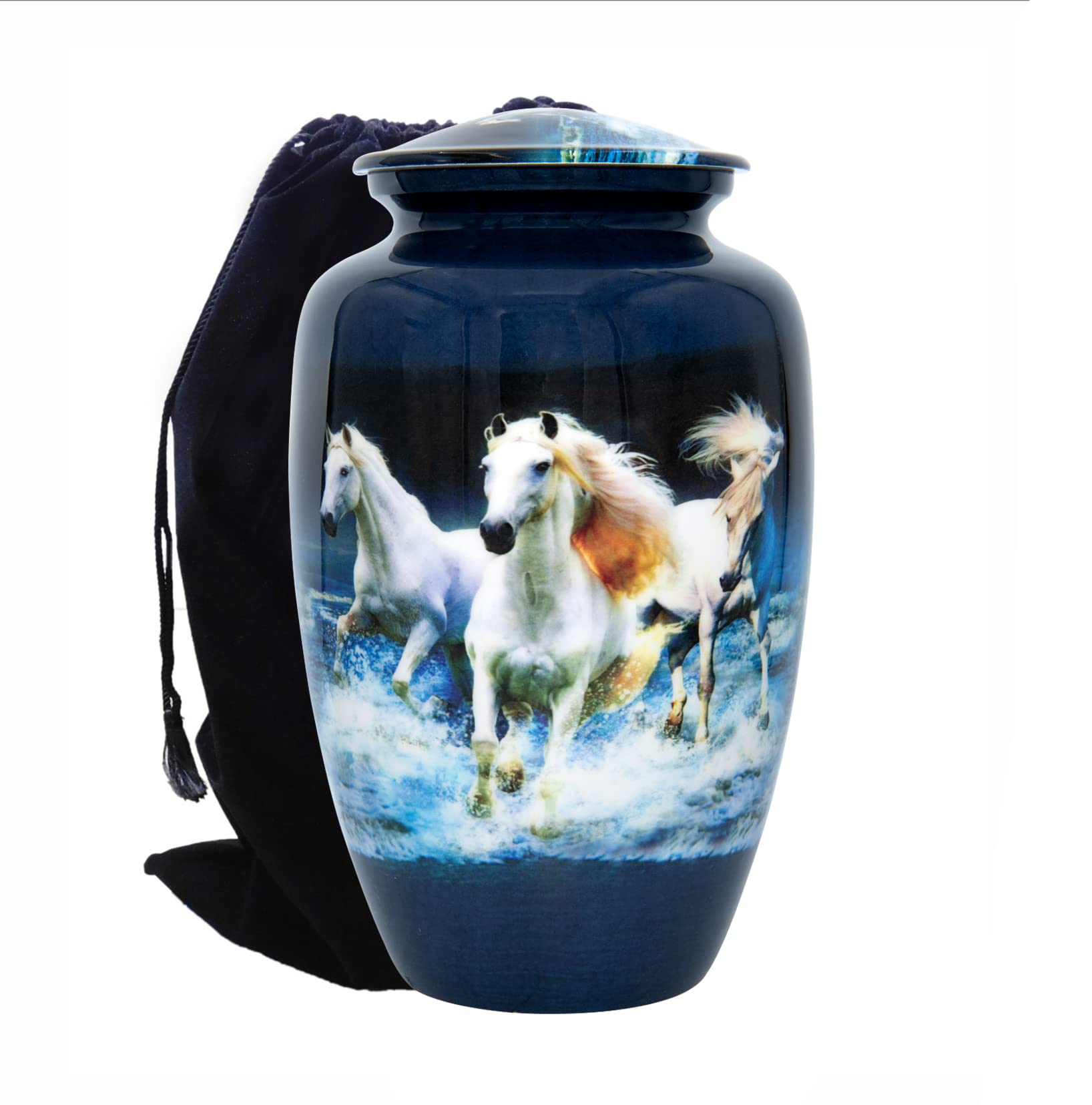 Premium Horse Cremation Urn with Velvet Bag & Custom Engraving - Large Memorial Urn for Equine Ashes - Perfect for Pet Memorials, Barn Displays & Equestrian Keepsakes