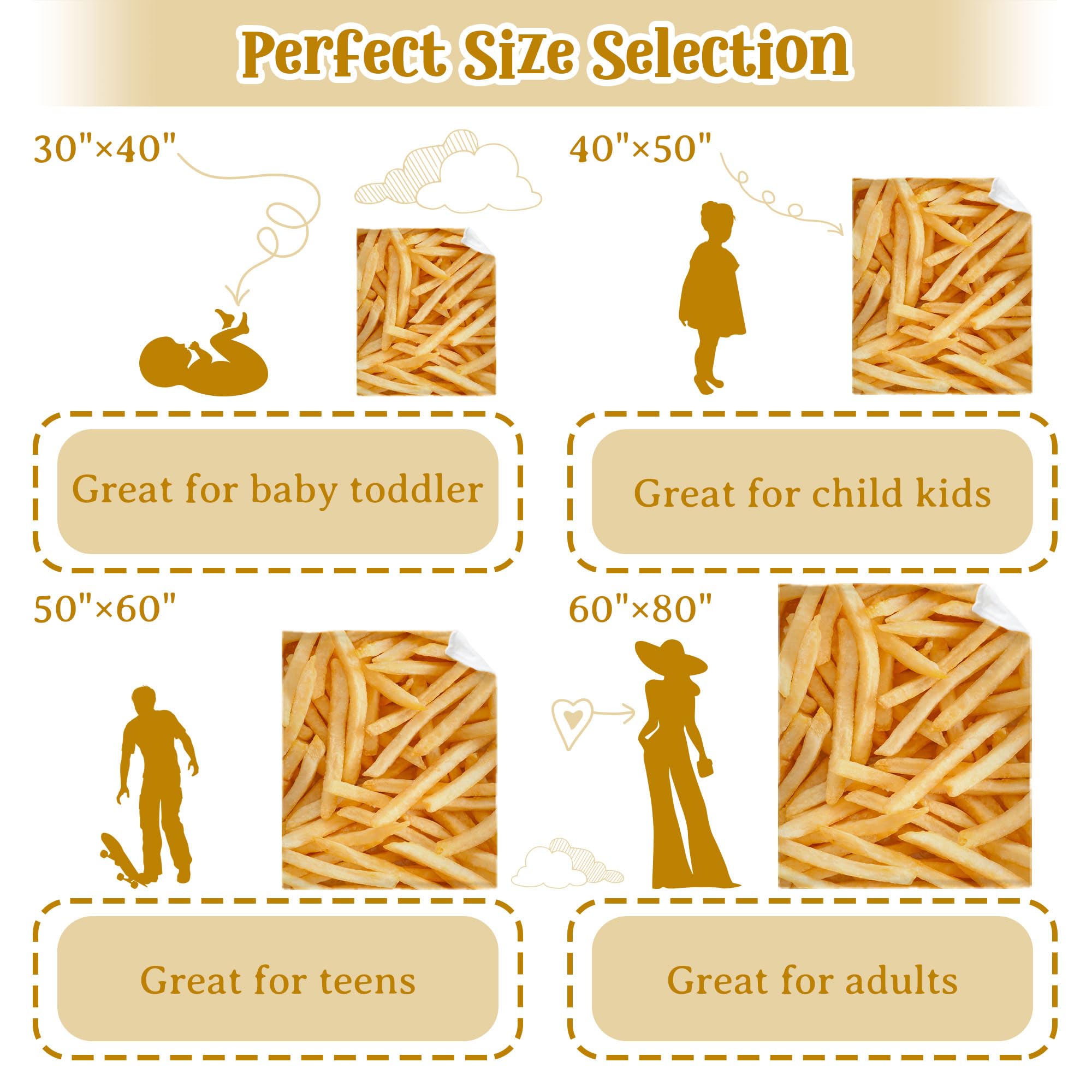 Super Soft & Cozy French Fries Blanket Throw - 40