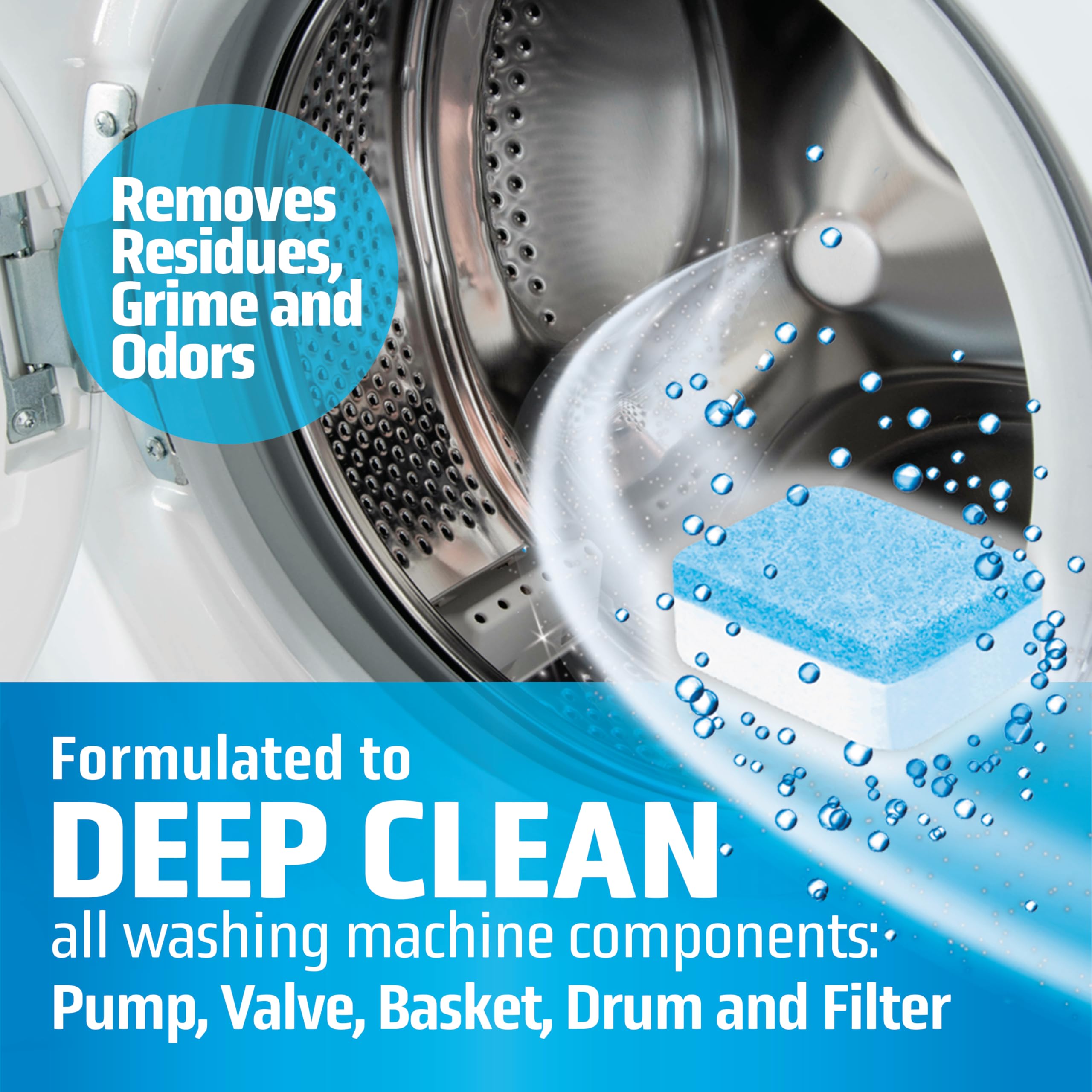24 Pack Washing Machine Cleaner Tablets - 1 Year Supply, Septic Safe & HE Compatible Washer Cleaner for All Machines | Deep Clean & Deodorize for Fresh Laundry