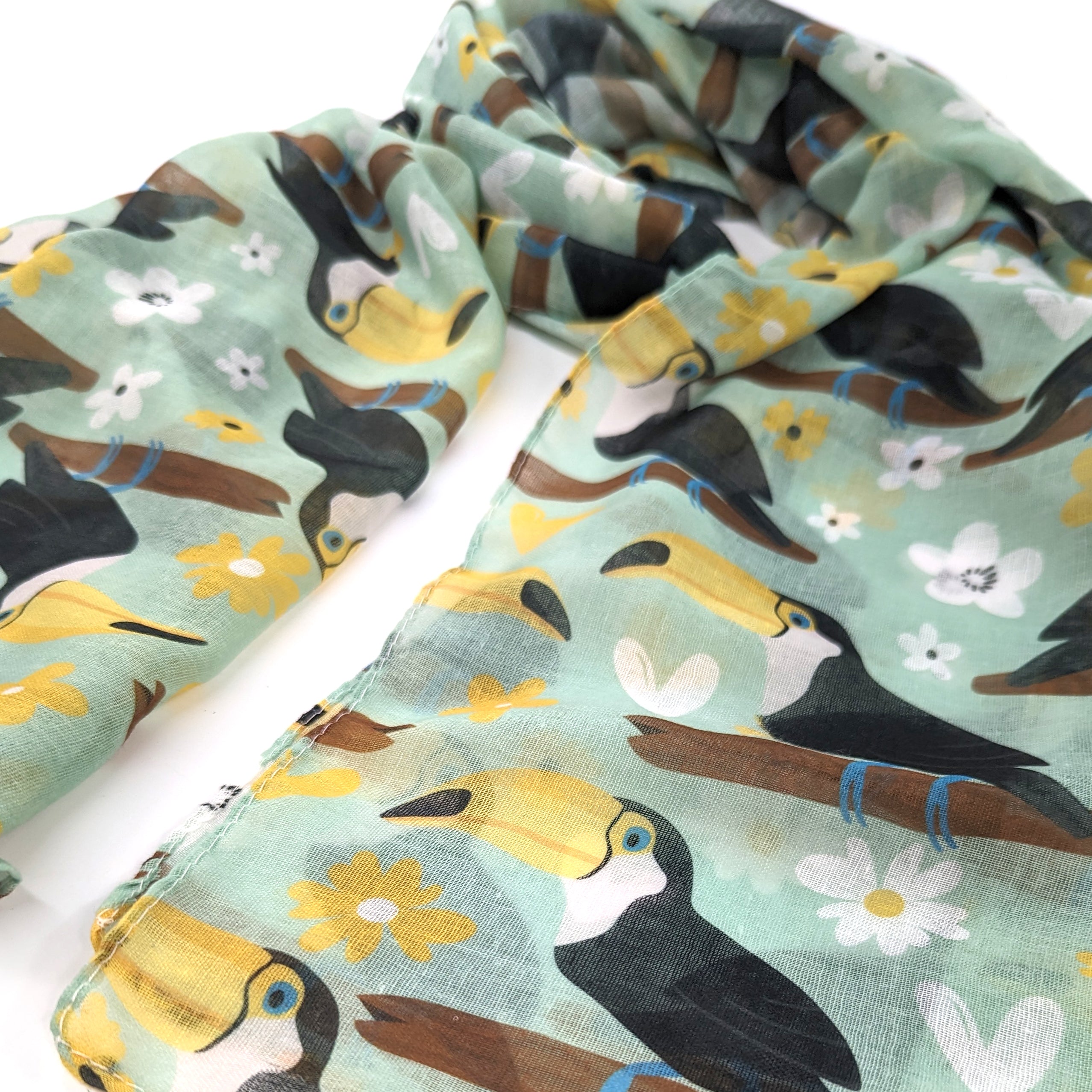 Stylish Tina the Toucan Print Women's Fashion Scarf - Lightweight & Soft for Everyday Wear, Office, and Special Occasions