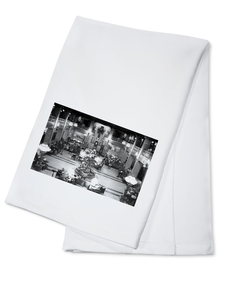 Spokane WA Davenport Hotel Lobby View Printed Tea Towel - 100% Cotton Decorative Hand Towel for Kitchen, Bathroom & Home Decor | Perfect Gift for Housewarming, Wedding & Hotel Lovers