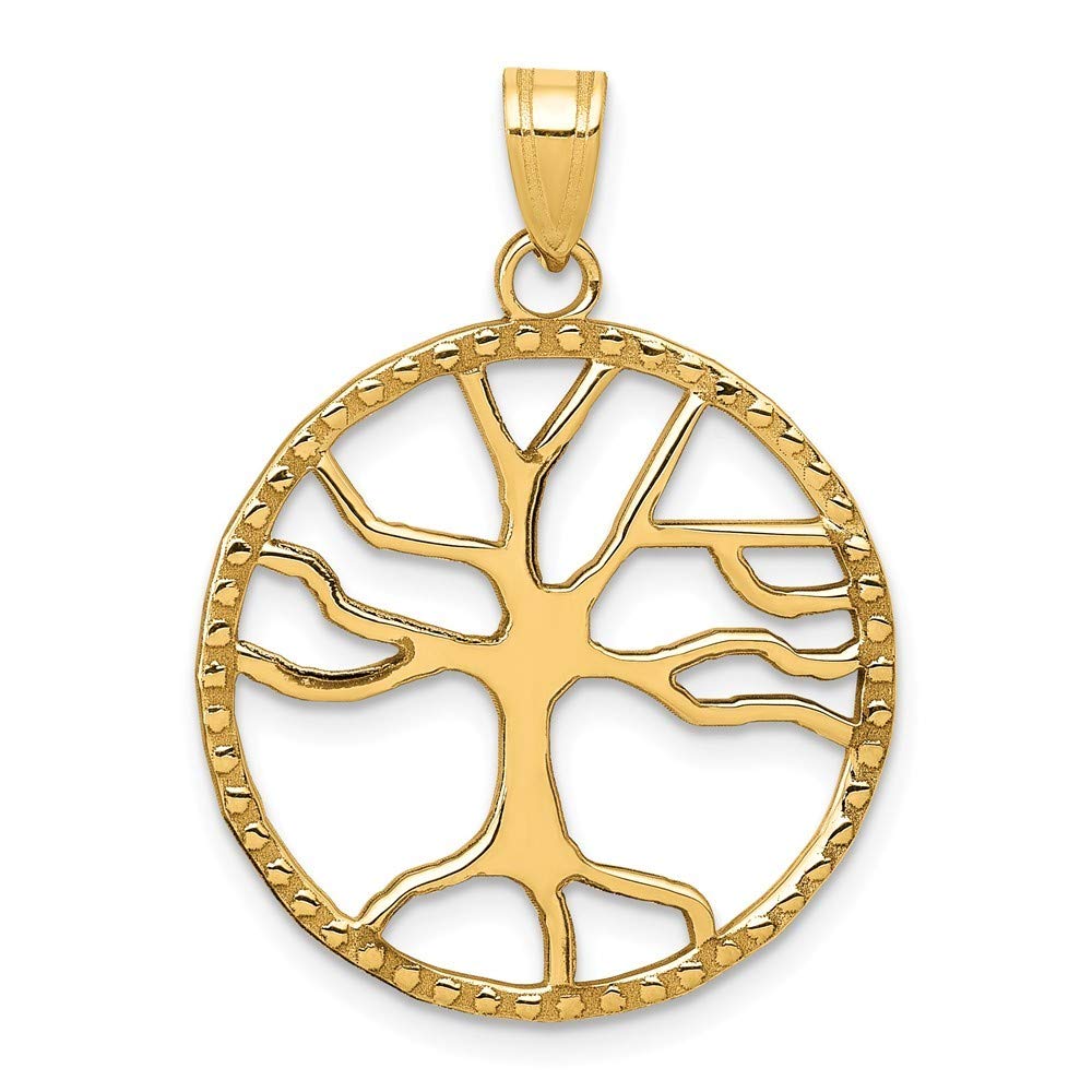 Roy Rose Jewelry 14K Yellow Gold Tree of Life Pendant in Round Frame - Perfect for Gifts, Spiritual Jewelry & Everyday Wear