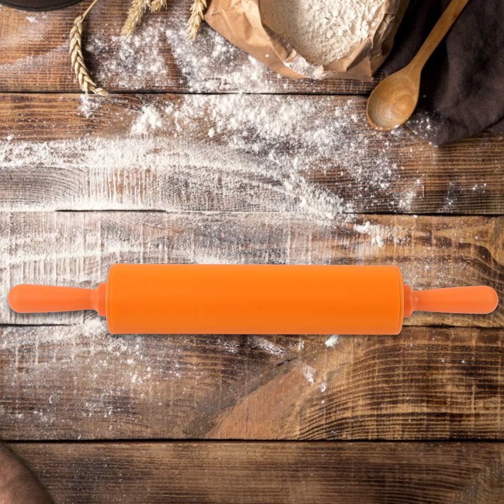 11.8 Inch Non-Stick Silicone Rolling Pin for Baking - Perfect for Homemade Bread, Cookies, Cakes & Pastries (Orange) | Ideal for DIY Kitchen, Holiday Baking & Gift Giving