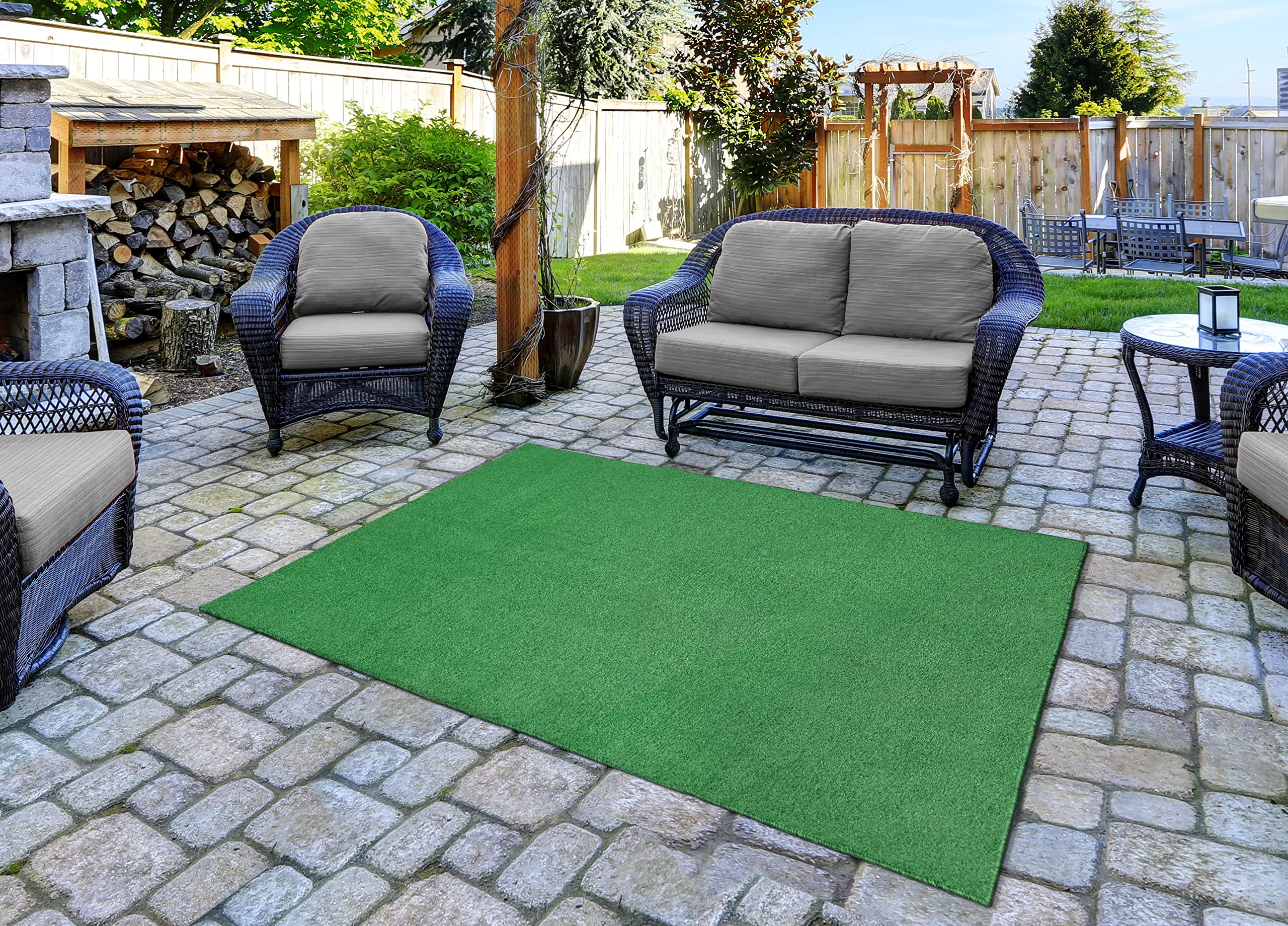 Garland Rug Softscapes 9x12 FT Indoor Outdoor Area Rug - Green - Perfect for Living Room, Patio & Deck Decor