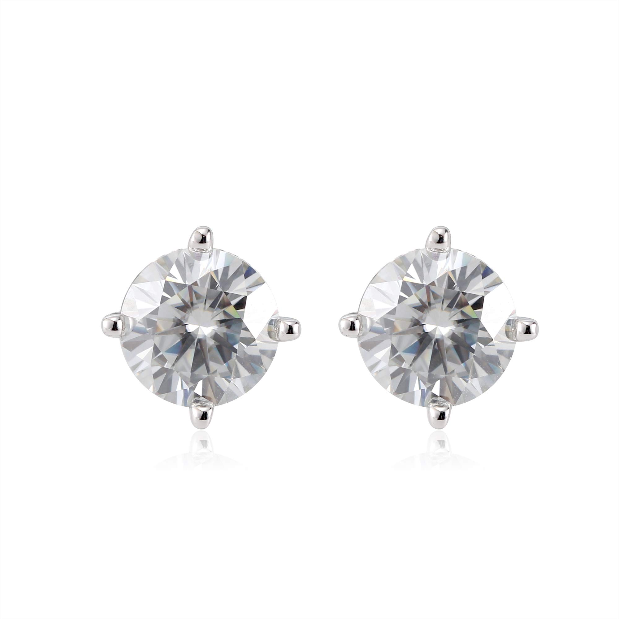 Ginger Lyne Amore Solitaire Stud Earrings for Women – 2 Ct or 4 Ct Moissanite Earrings, Classic Fashion Jewelry Gift for Her | Perfect for Weddings, Anniversaries & Special Occasions