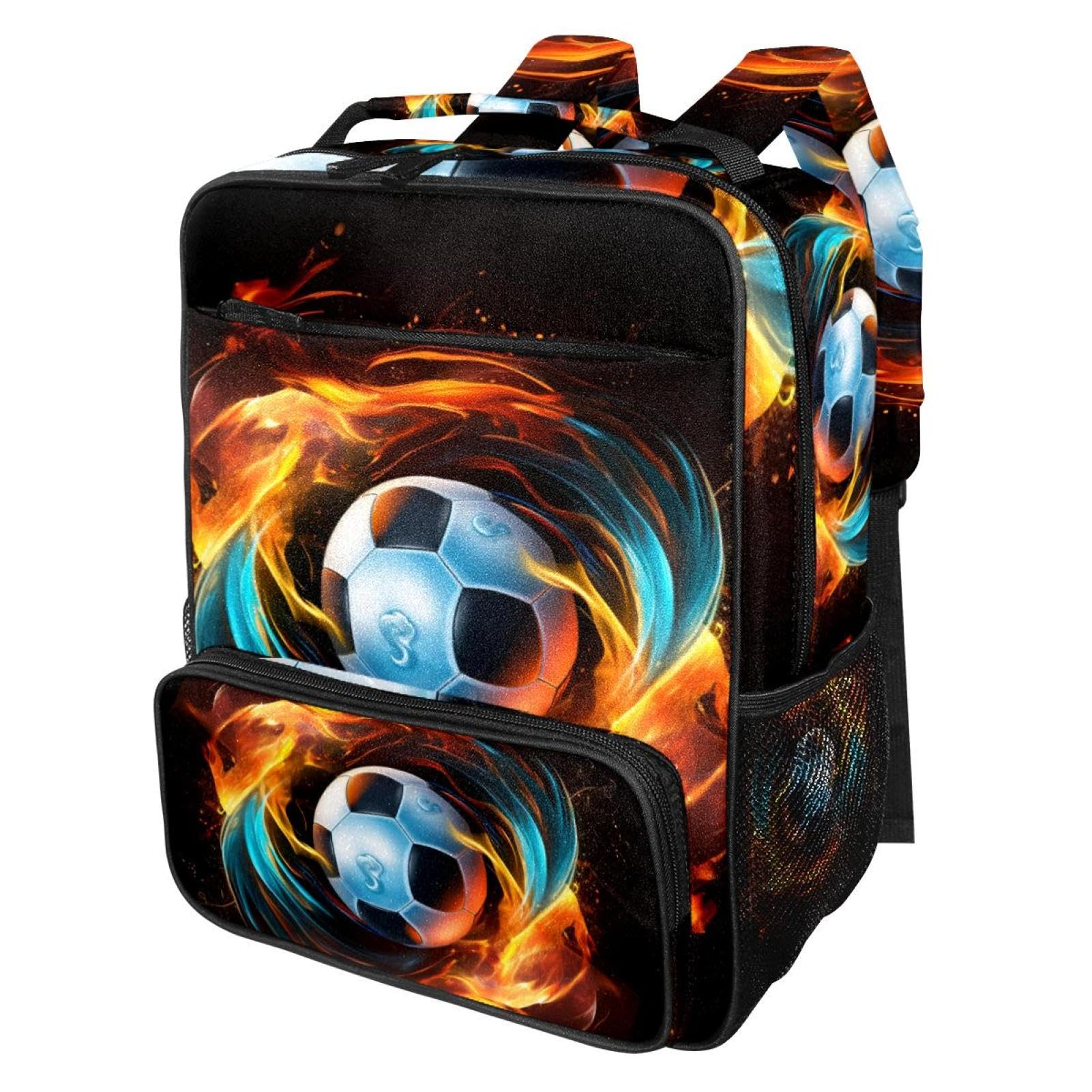 Best Travel Backpack for Men & Women - Durable Flaming Football Design Backpack for Hiking, Gym & Daily Commute