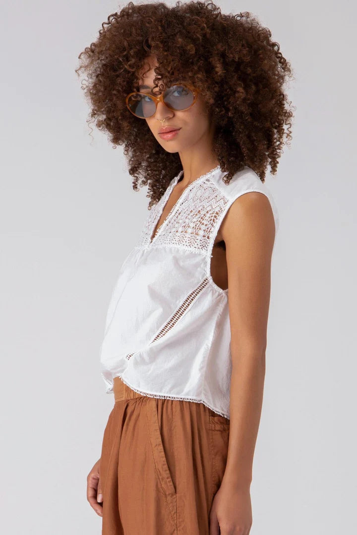 Alexandria Sleeveless Top for Women - White Summer Blouse | Casual Wear, Beach Outfit, Party Dress