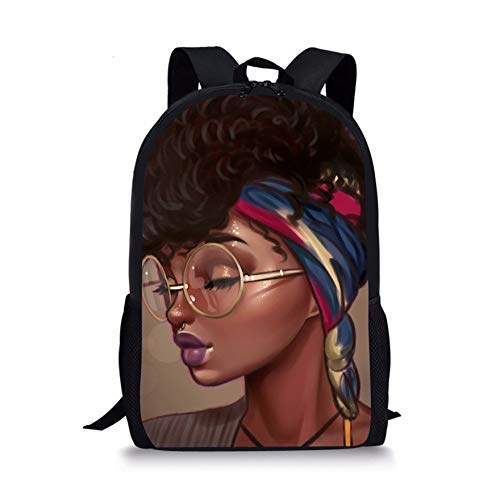 Stylish African American Afro Design Backpack for Girls & Teens - School Bookbag, Casual Travel Daypack, Durable Black Art Backpack for Women & Children - Perfect for School, College, Travel & Daily Use