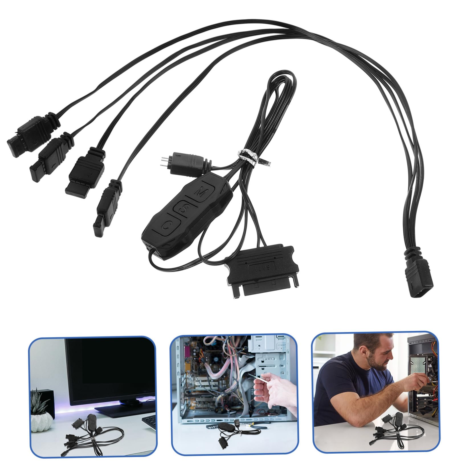 HOMSFOU 2 Sets RGB Lighting System Controller for Desktop Computer Motherboard - PC Gaming RGB Control Panel with Sync Function for Enthusiasts | Perfect for Custom PC Builds, Gaming Setups & DIY Computer Modifications