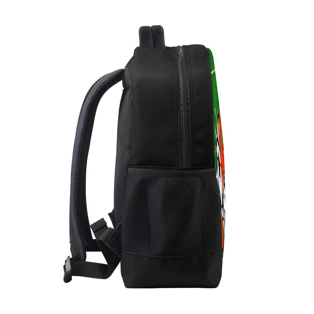 Kuizee 16 Inch Soccer Pop Art Backpack - Durable School Book Bag for College, Travel & Daily Use - Green Football Goal Design Rucksack | Perfect for Students, Commuters & Sports Fans