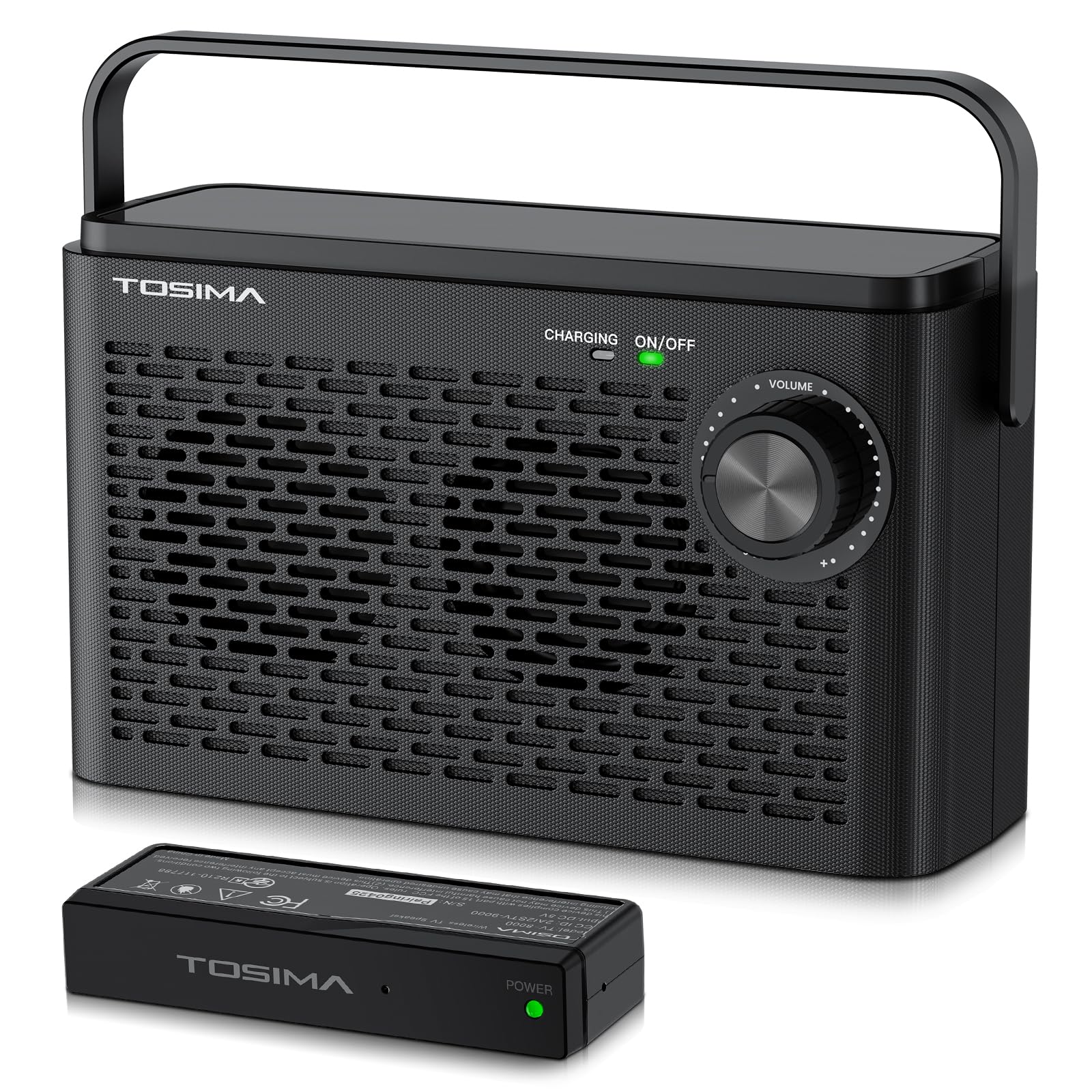 Tosima TV-8000 Wireless TV Speakers for Hard of Hearing - Voice Enhancing TV Soundbar with 1000mAh Rechargeable Battery, 8-Hour Playtime, 2.4G RF Transmitter & 100ft Range - Ideal for Seniors, Elderly & Home Theater Use