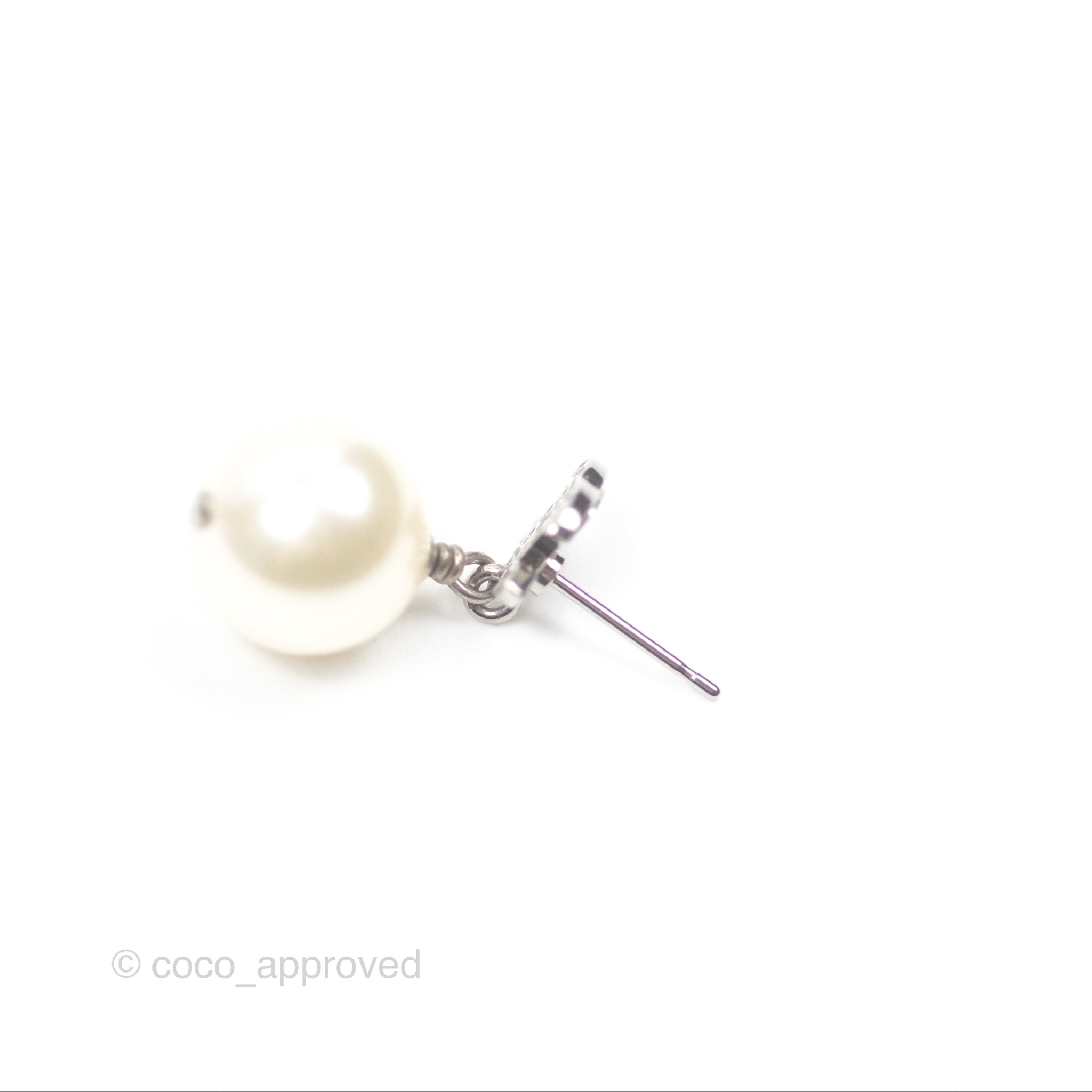 Chanel CC Crystal Pearl Drop Earrings - Silver Tone 23V - Luxury Fashion Jewelry for Women, Perfect for Parties, Weddings & Special Occasions