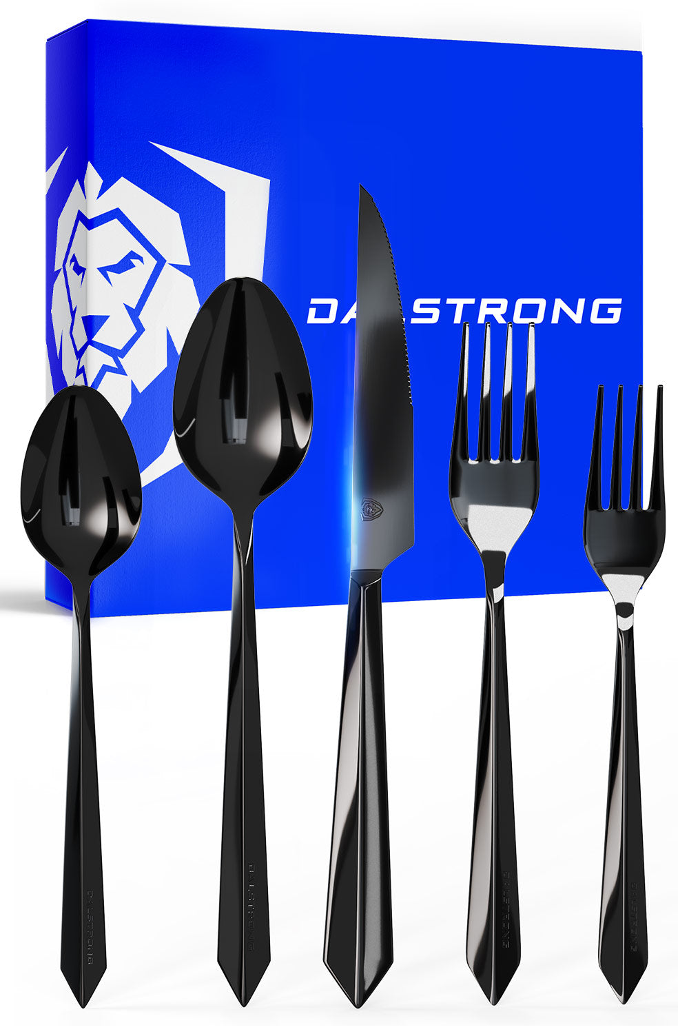 20-Piece Black Stainless Steel Flatware Cutlery Set - Service for 4 - Dishwasher Safe - Elegant Dinnerware for Home, Restaurant & Gifting - Dalstrong ©