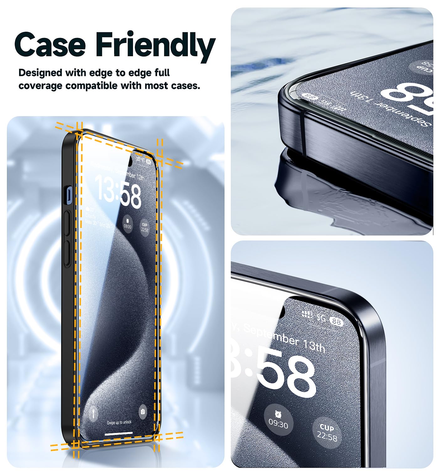 2 Pack iPhone 15 Pro Tempered Glass Screen Protector 6.1 Inch - Auto Dust Removal, Dynamic Island Compatible, HD Clear, Easy Installation - Perfect for Everyday Protection at Work, Home & Travel