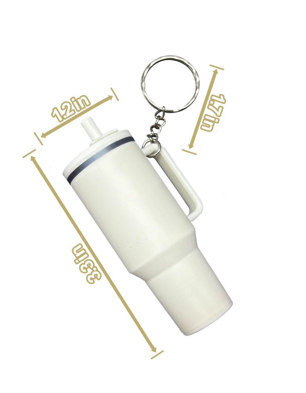 Stylish Stanley Cup Keychain - Cute Cup Accessories for Women, Handbag & Purse Charm in White - Perfect for Stanley Tumbler, Water Bottle & Everyday Carry