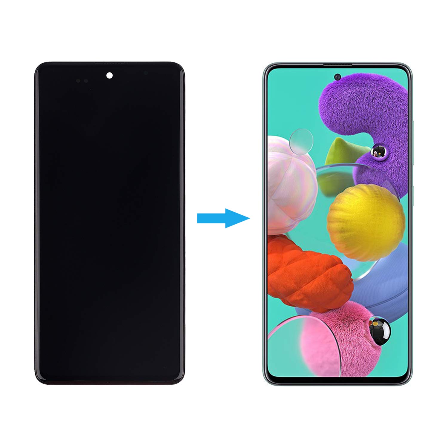 Samsung Galaxy A51 SM-A515F SM-A515U LCD Digitizer Touch Screen Assembly with Frame - 6.5