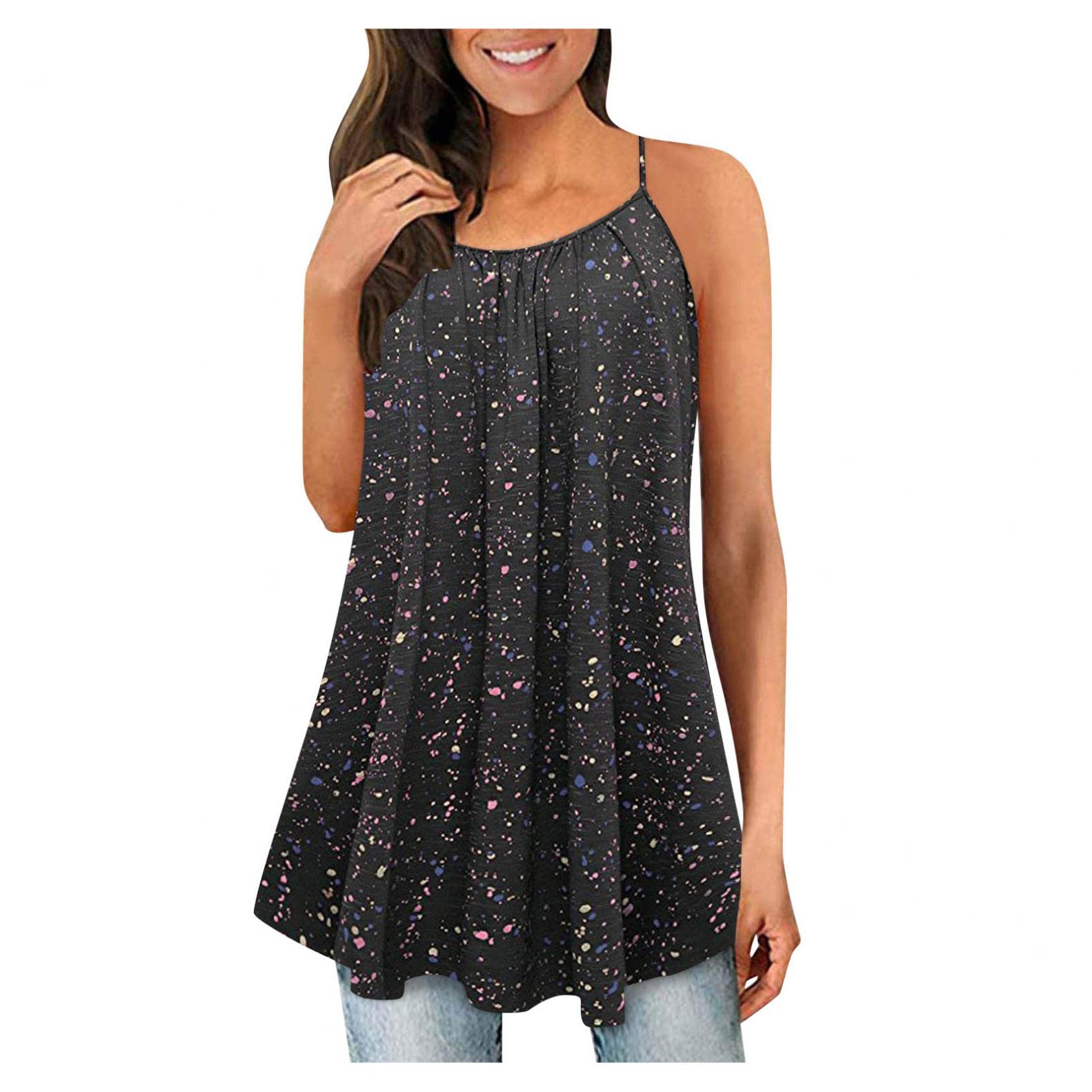 Women's Loose Fit Tank Tops - Summer Spaghetti Strap Halter Cami Blouses for Workout, Yoga & Casual Wear | Flowy Breathable Comfort Tops for Women