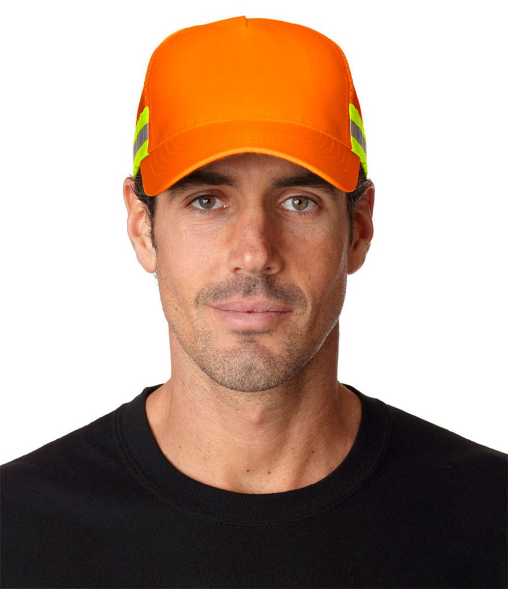 Adams Reflective Trucker Hat - High Visibility Mesh Back Cap for Outdoor Safety, Running, Cycling & Night Work