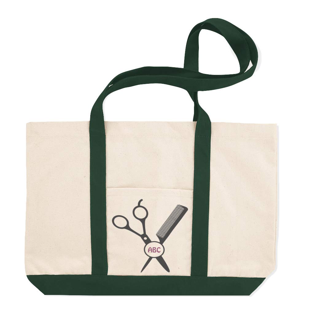 Personalized Monogram Canvas Tote Bag for Women - Custom Hairdresser & Beach Shopping Bag - Durable Eco-Friendly Reusable Grocery Tote for Work, Travel & Beach Outings