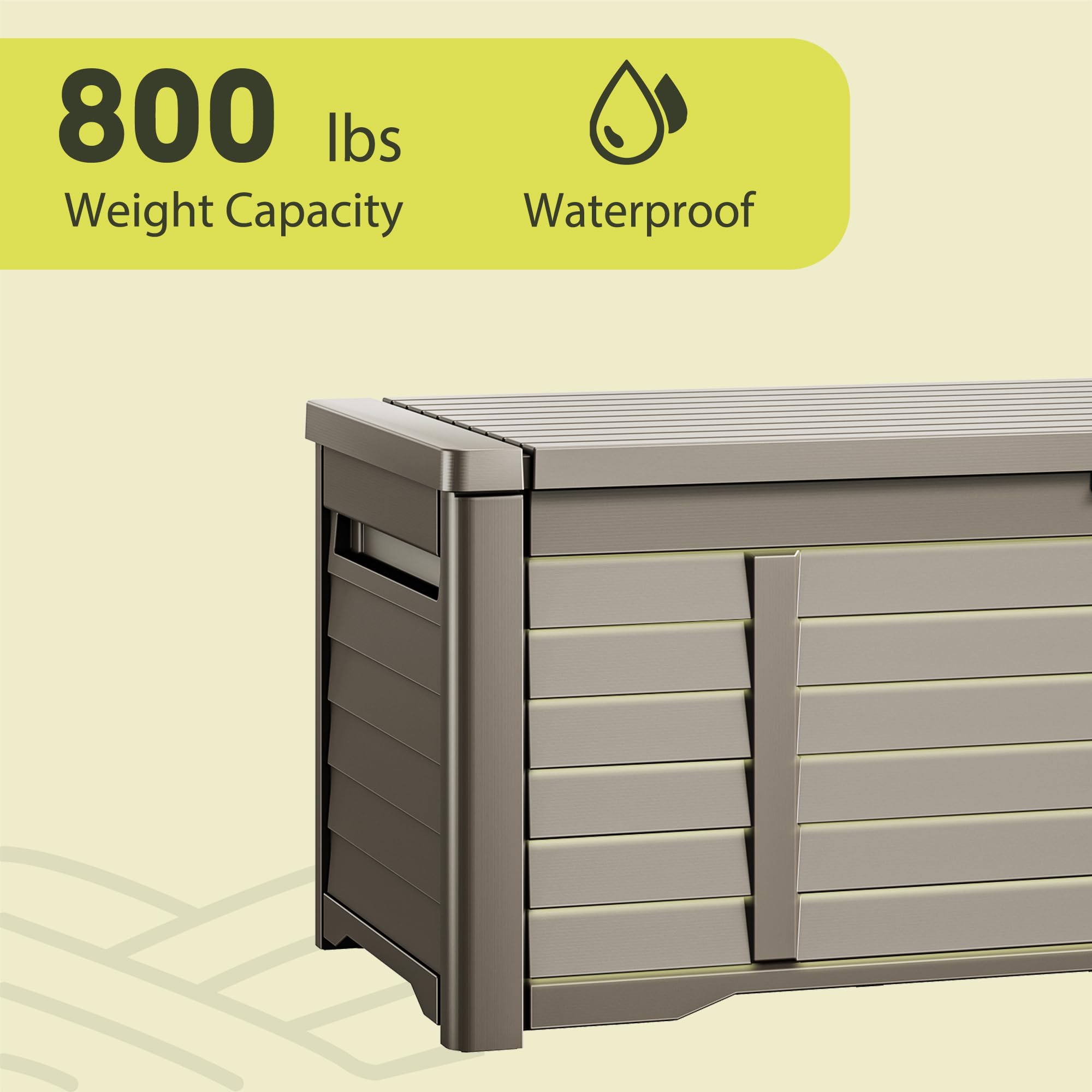 YITAHOME 120 Gallon Large Outdoor Storage Deck Box - Waterproof Patio Furniture with Lockable Lid for Pool Supplies, Garden Tools, Cushions - Durable Resin Storage Bench (Taupe) | Perfect for Backyard, Deck, Poolside & Garden Organization
