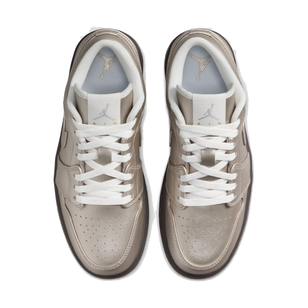 Nike Women's Jordan 1 Low SE Sneakers - Metallic Zinc/Summit White/Velvet Brown | Comfortable Casual & Athletic Shoes for Women | Perfect for Running, Gym, and Everyday Wear